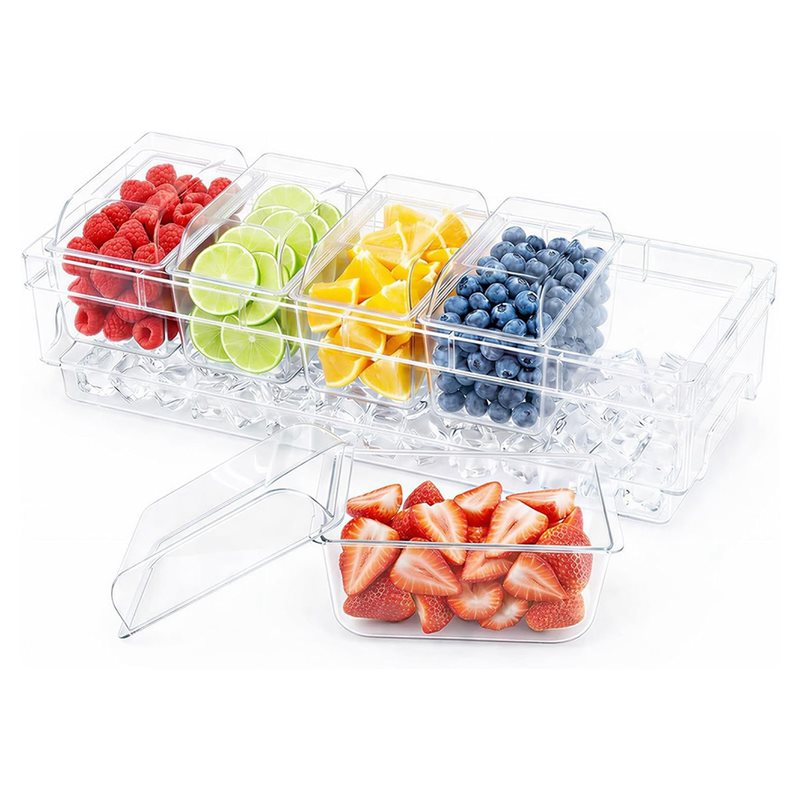 Garnish Tray Set - A25F-Chilled Condiment Containers,Taco Bar Serving Set