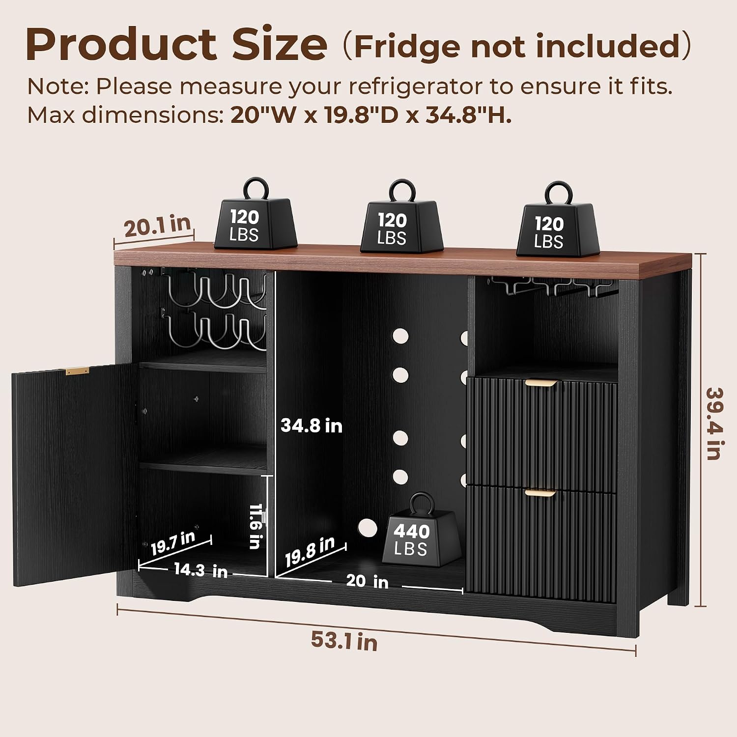 Home Bar And Fridge - Coffee Bar Cabinet with Mini Fridge