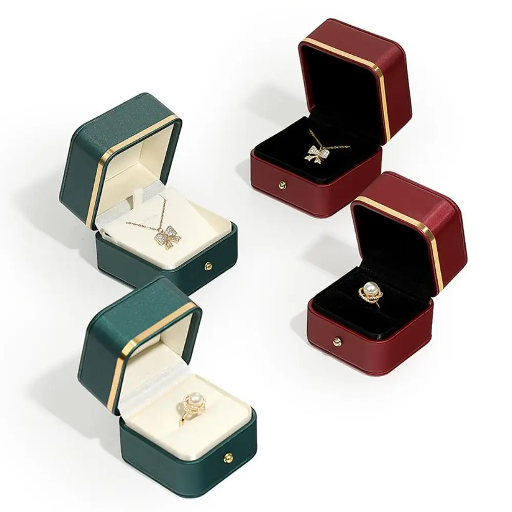 Bar Cart Gold - Fashion PU Leather Square Ring Box