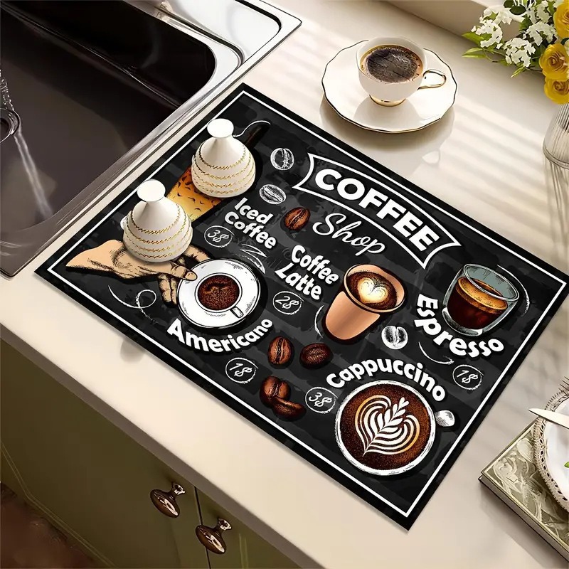Creative Coffee Print Kitchen  - đánh giá và giá Bar Mat Rubber