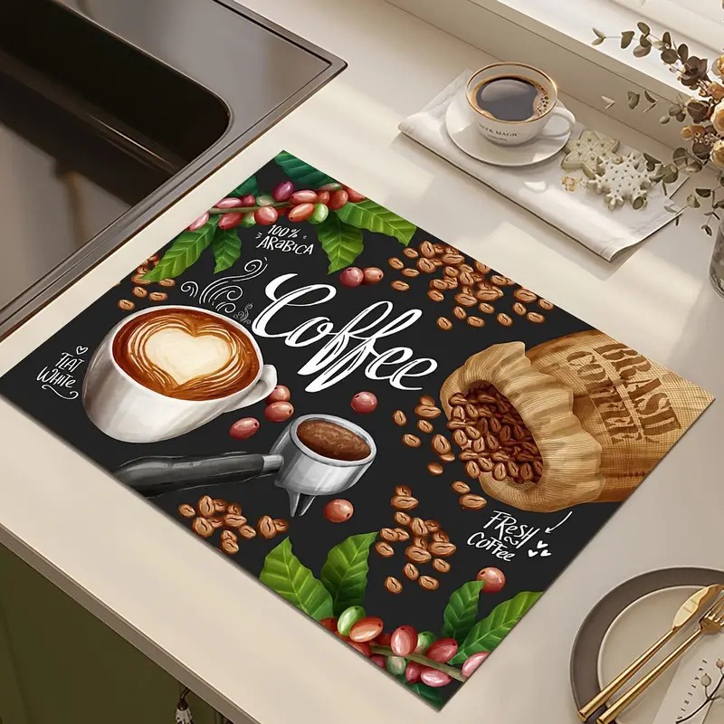 Creative Coffee Print Kitchen  - đánh giá và giá Bar Mat Rubber