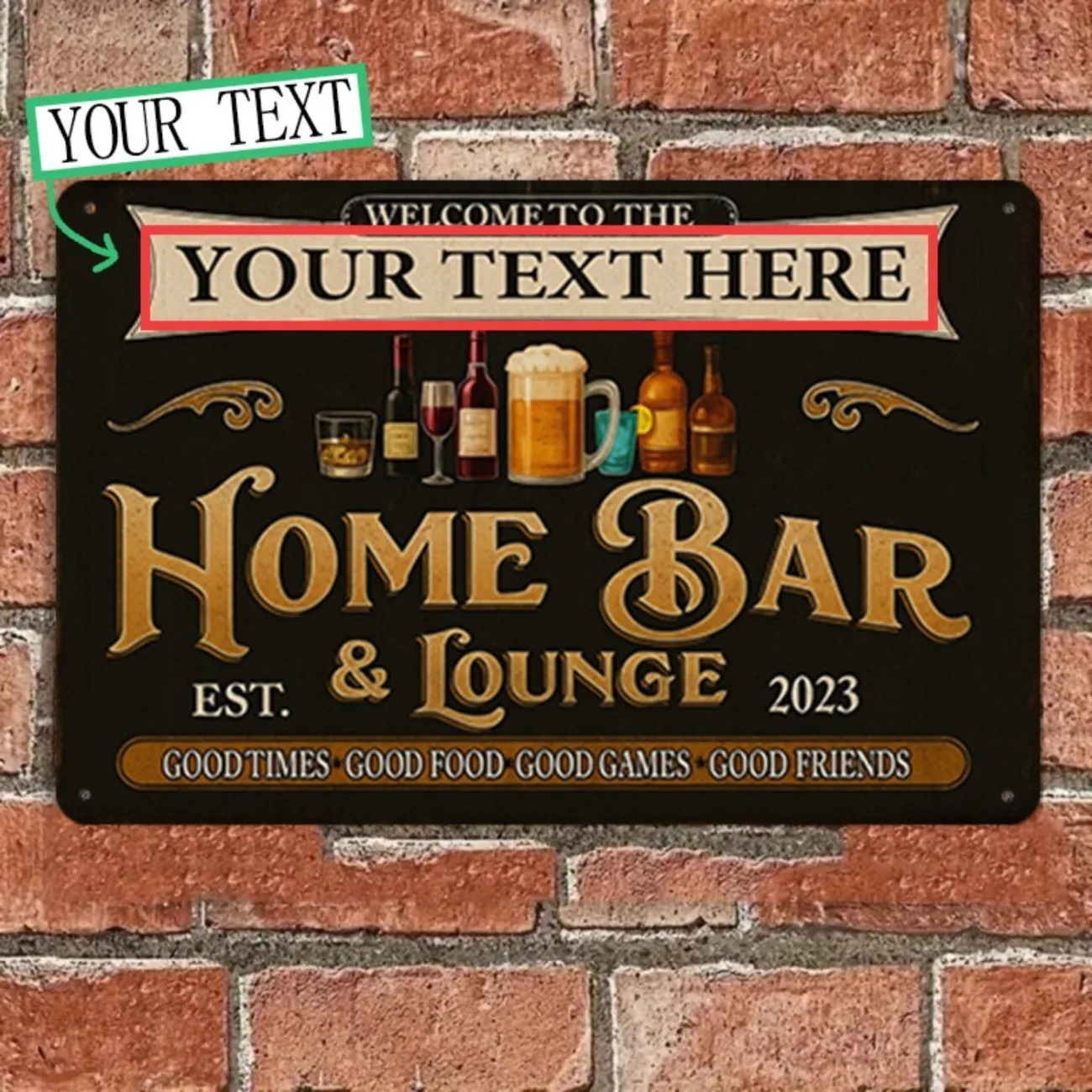 Custom Text Vintage Home Bar & - đánh giá và giá Home Bar Lounge