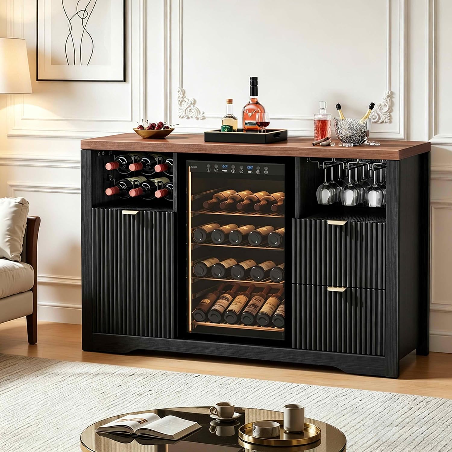 Coffee Bar Cabinet with Mini F - đánh giá và giá Home Bar And Fridge
