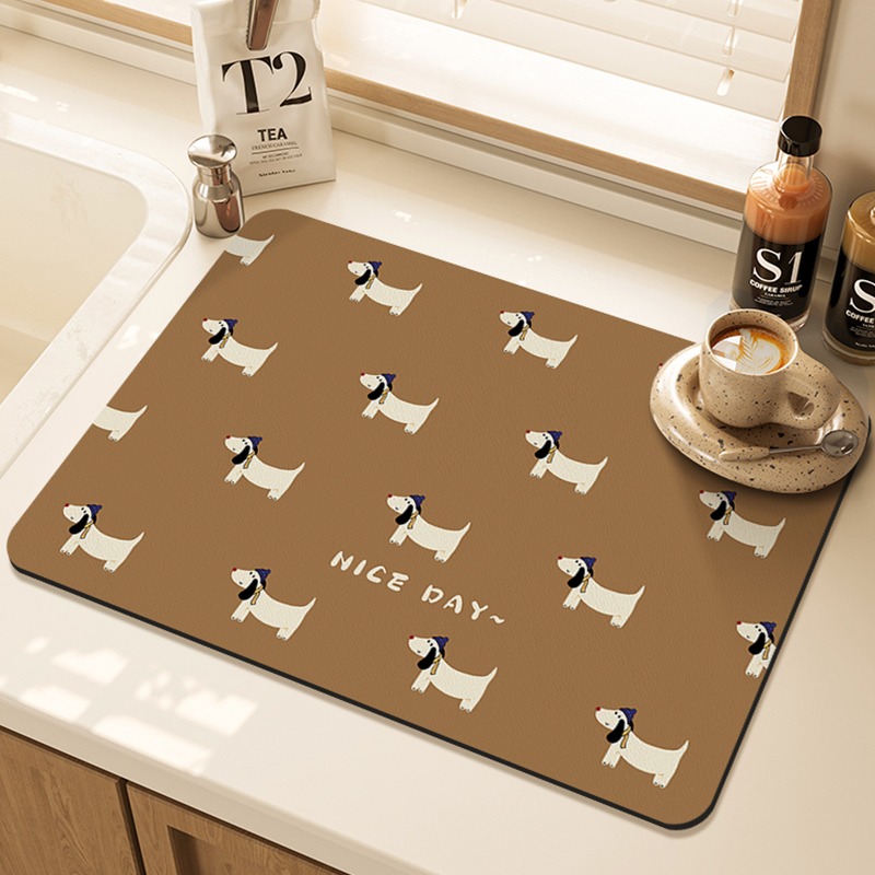 Cartoon Pug Pattern Printed Ki - đánh giá và giá Bar Mat Rubber