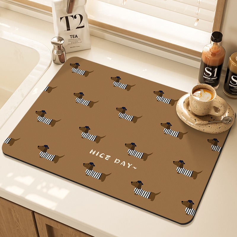 Cartoon Pug Pattern Printed Ki - đánh giá và giá Bar Mat Rubber