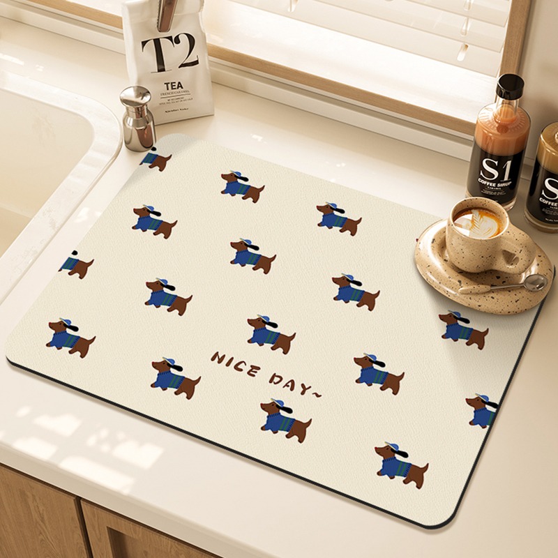 Cartoon Pug Pattern Printed Ki - đánh giá và giá Bar Mat Rubber