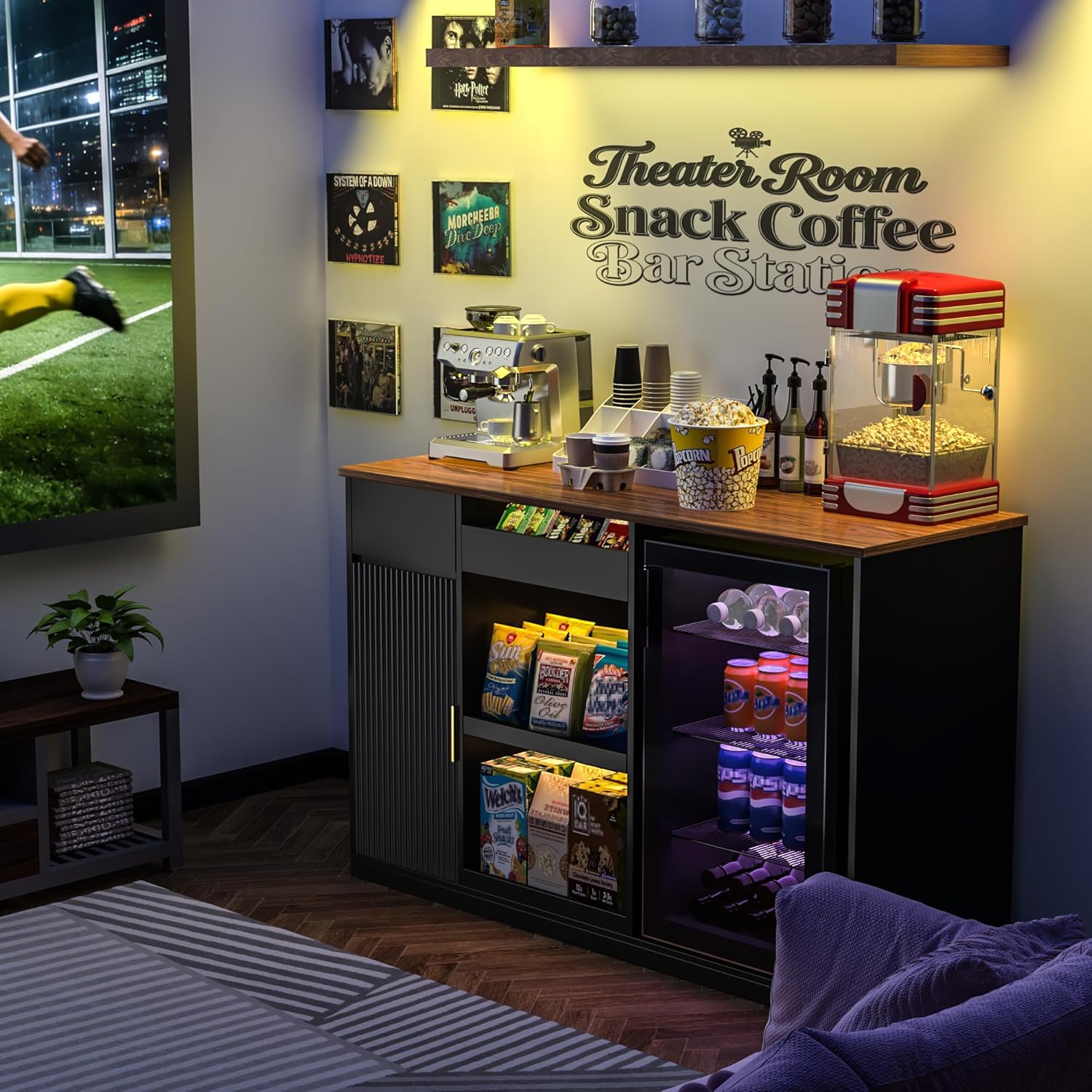 Snack Bar Cabinet with Fridge  - đánh giá và giá Home Bar And Theater
