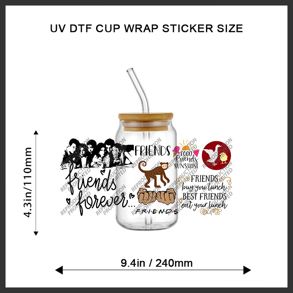Retro Friend Themed UV DTF 16o - đánh giá và giá Old Fashioned Glass